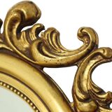 French Gold Leaf Gilded Crested Mirror Baroque Style Facet 84cm