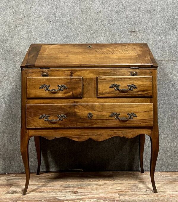 Commode scriban style Louis XV en noyer massif vers 1920-1940