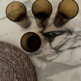 Set of 4 smoked brown amber orangeade glasses, France 1970