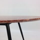 Italian Midcentury Coffee Table with Marble Top and Brass Feet, 1950s