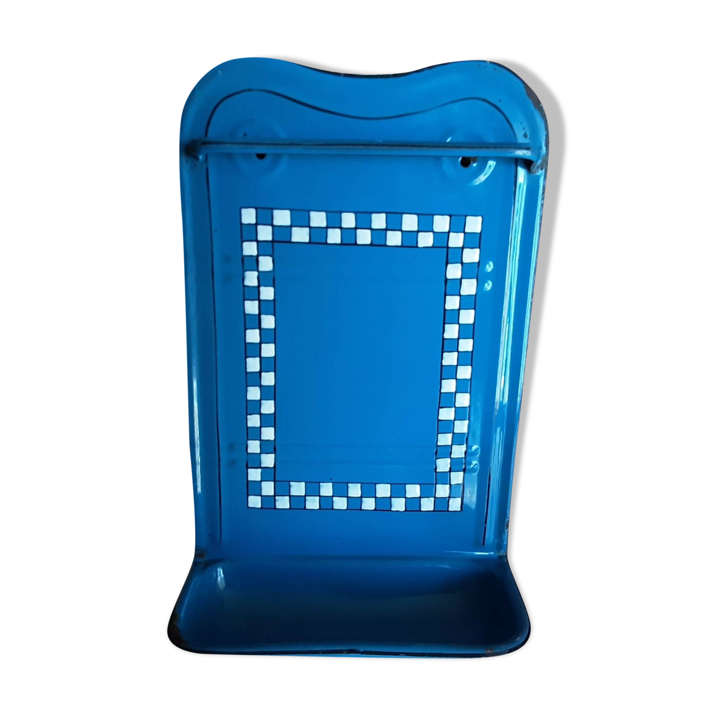 Ladle door blue enamelled tole decor Lustucru