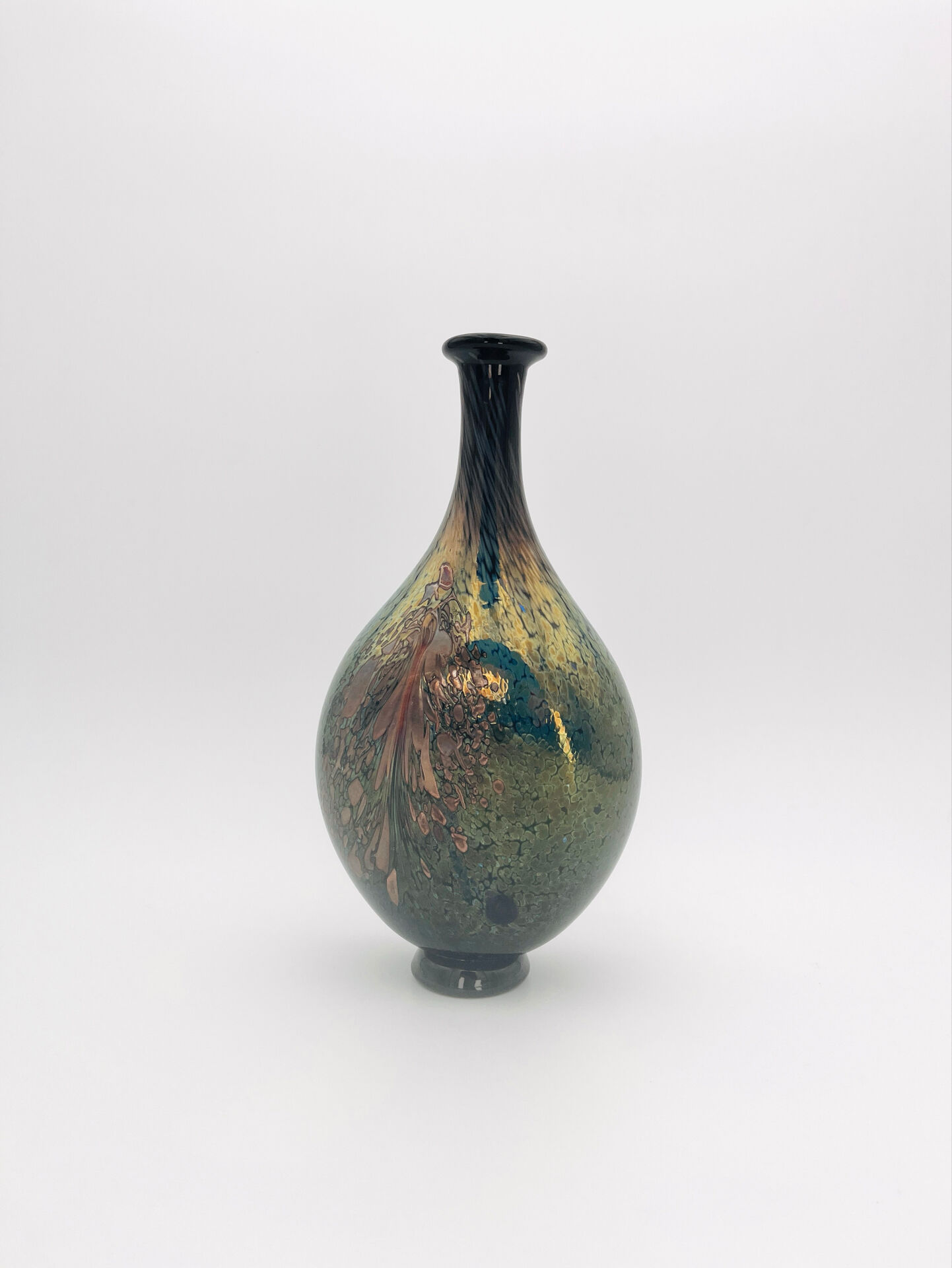 Vase R Pierini Studio Glass 1984 Copper 27cm Mineral Inclusions Signed