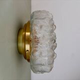 Vintage globe wall or ceiling light in transparent molded glass