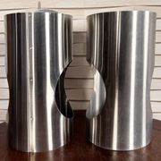 Large pair of Space Age / UFO design lamps in chrome steel – sculpture l