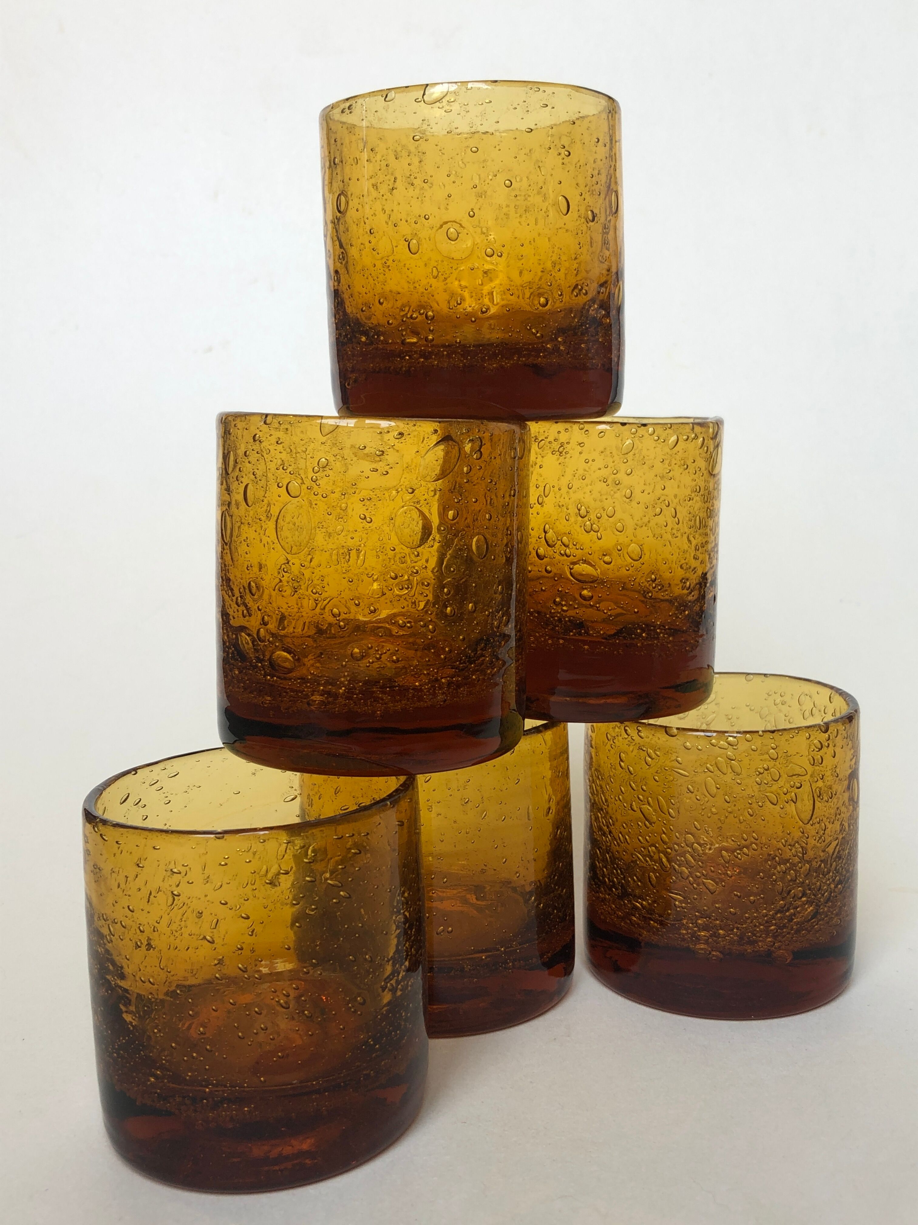 Set of 6 real Biot glass handmade
