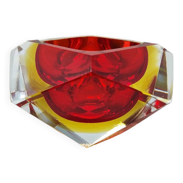 1960s Gorgeous Red and Yellow Ashtray or Catchall by Flavio Poli for Seguso