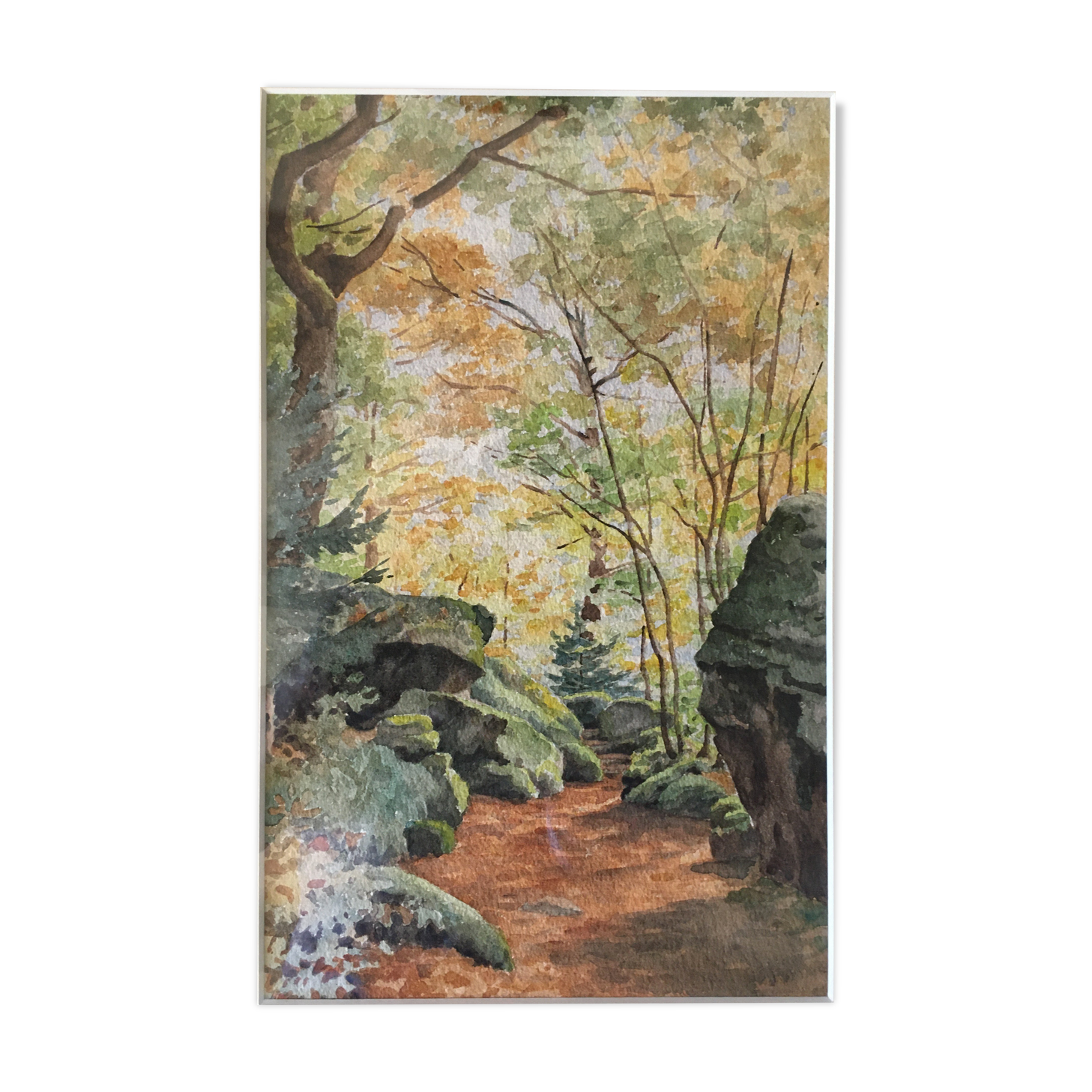 Table Aquarelle of the beginning of the 20th century: "Forest of morvan"