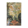 Tableau aquarelle du début du XX° "Forêt du Morvan"