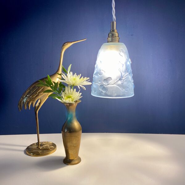 Baladeuse tulipe vintage art déco motif feuilles de chêne et glands