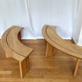 Curved half-moon bench, dlg by PIERRE CHAPO, 80s design - 2 available