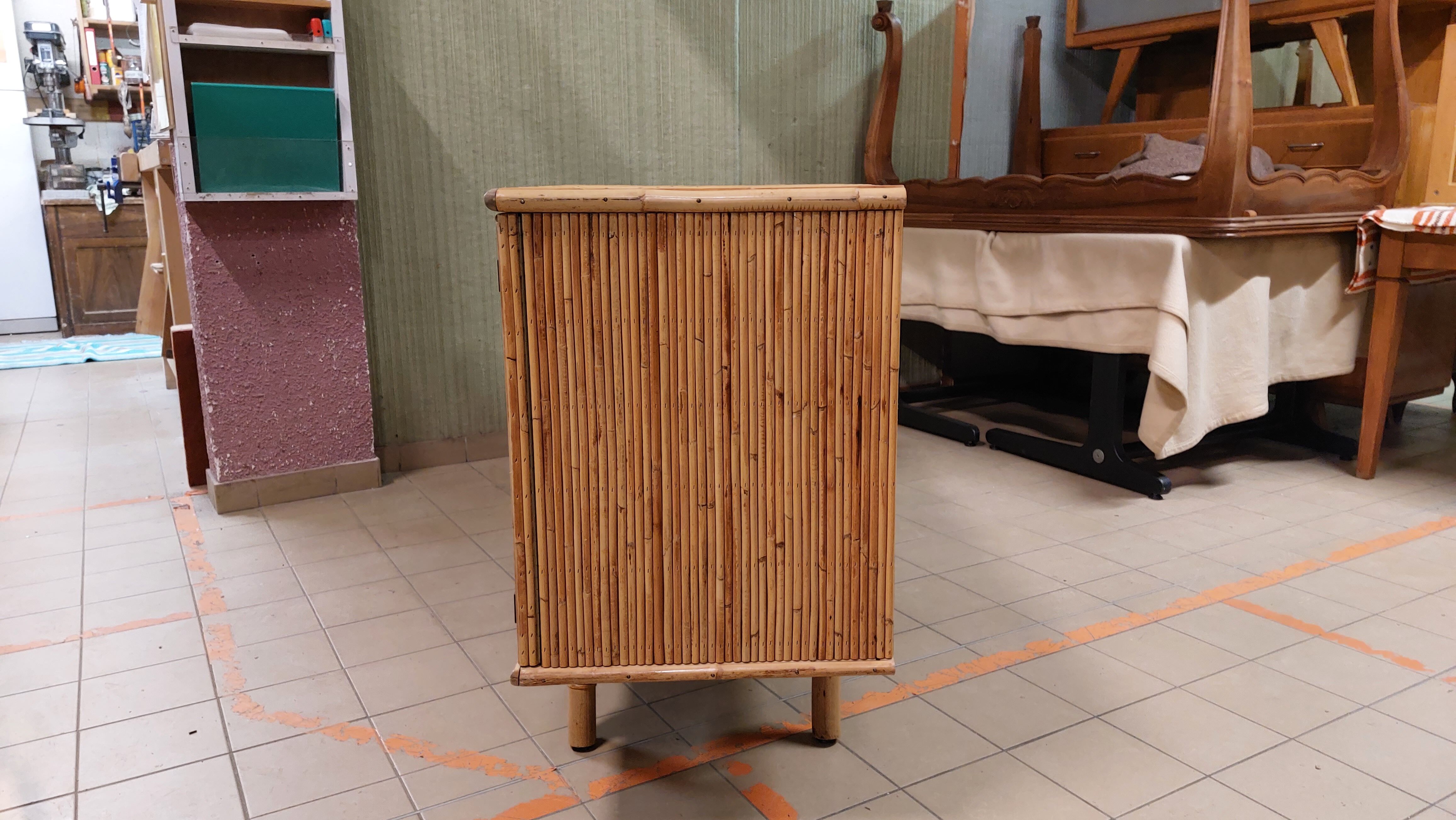 Vintage 3-door bamboo and rattan sideboard 50