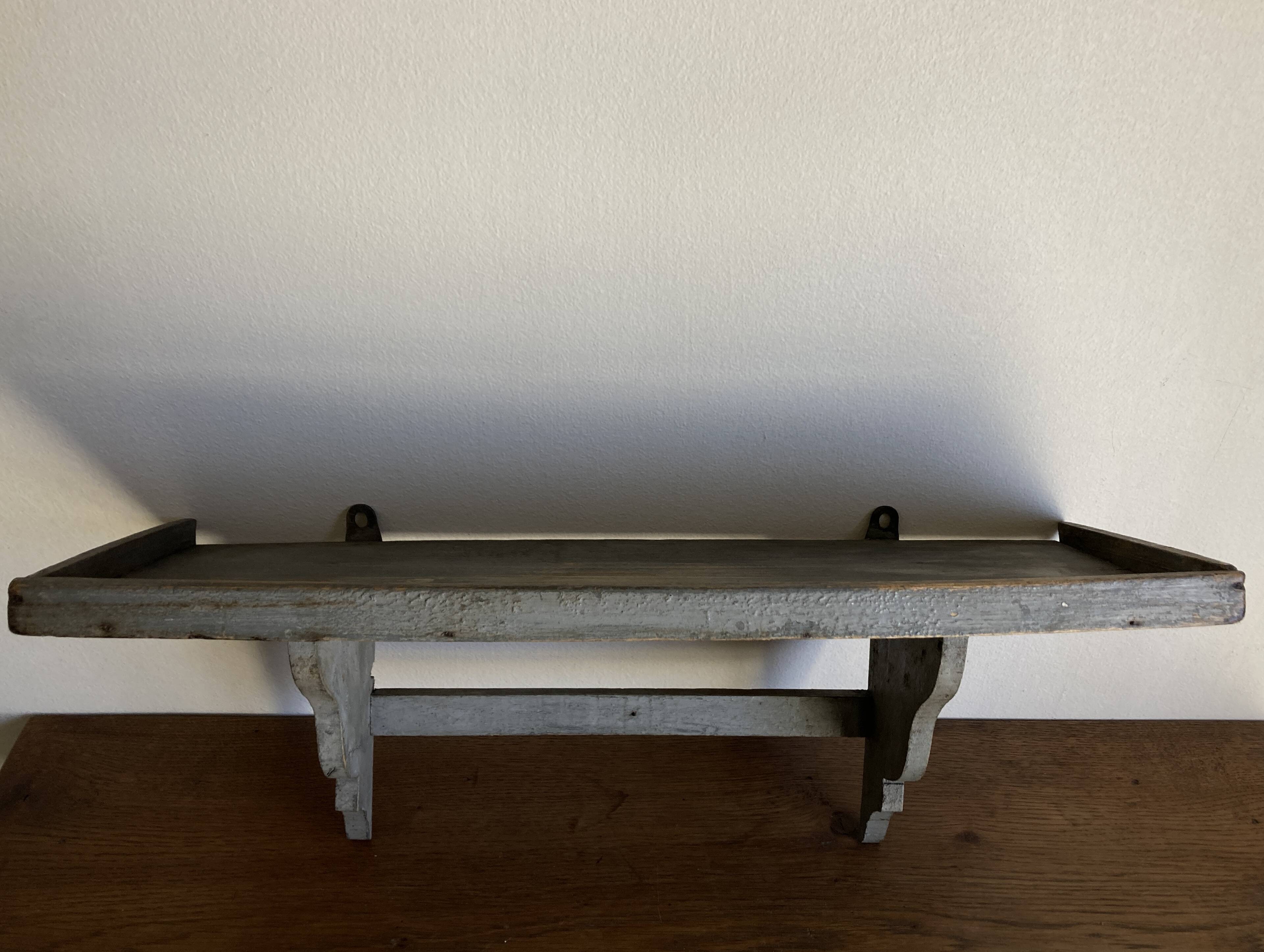 Hudson Farmhouse Folk Art Country Shelf Original Gray Patina