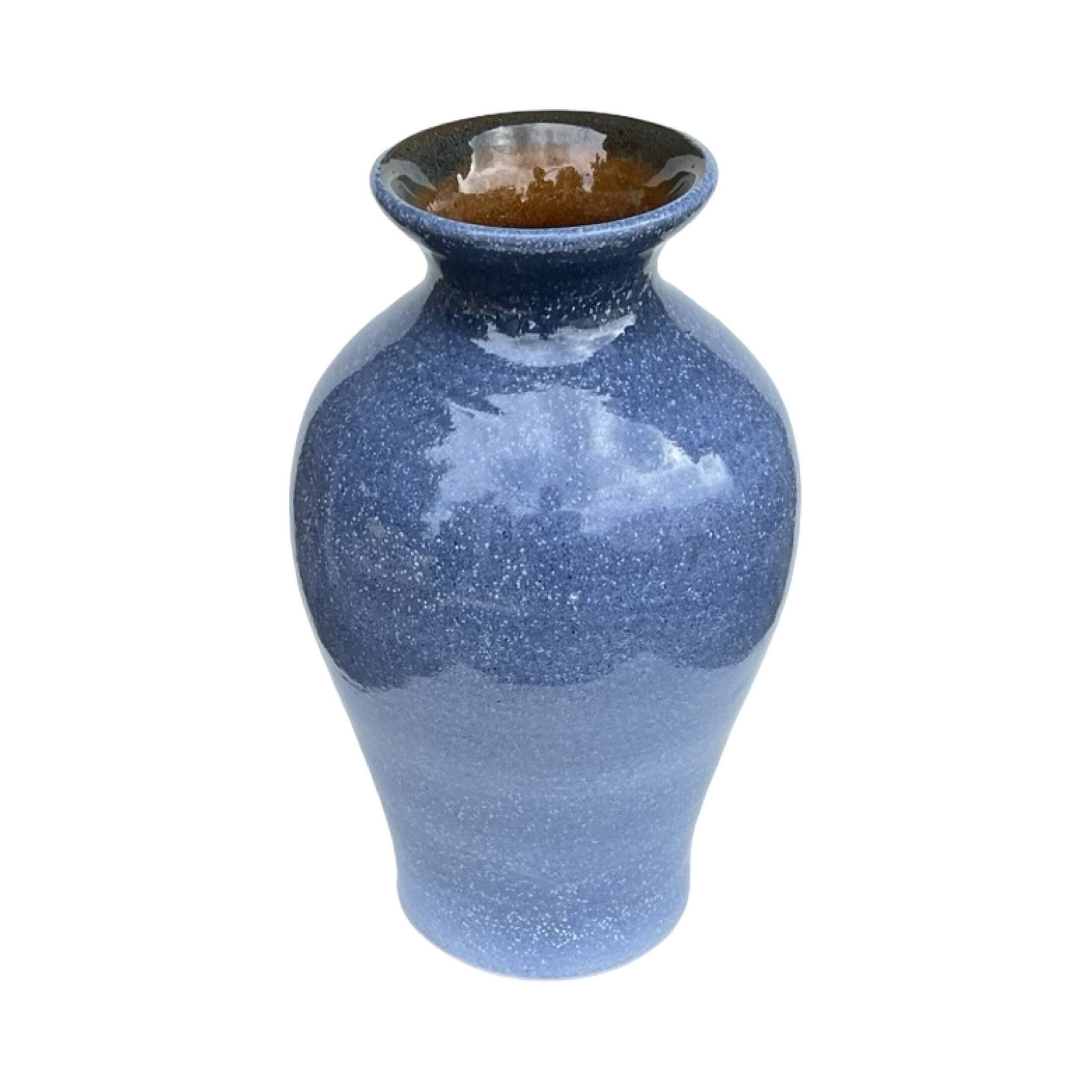Vintage blue ceramic vase – reactive glaze, Germany, 1960s/1970s.