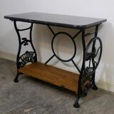 industrial cast iron and marble console table