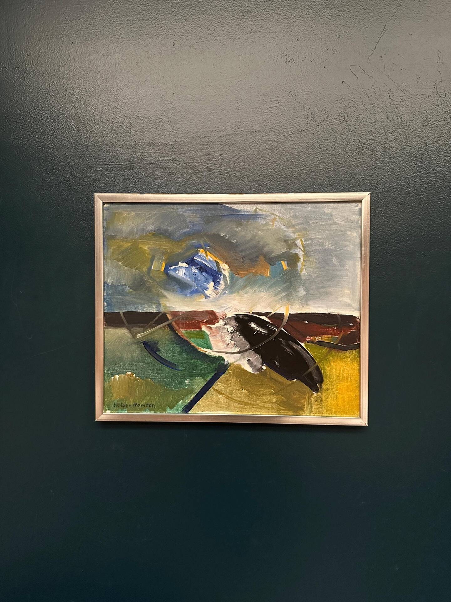 Huile sur toile originale suédoise – “Composition” par Holger Karlson