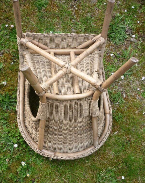fauteuil enfant corbeille en rotin