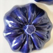 Large vintage soup tureen in glazed ultramarine ceramic
