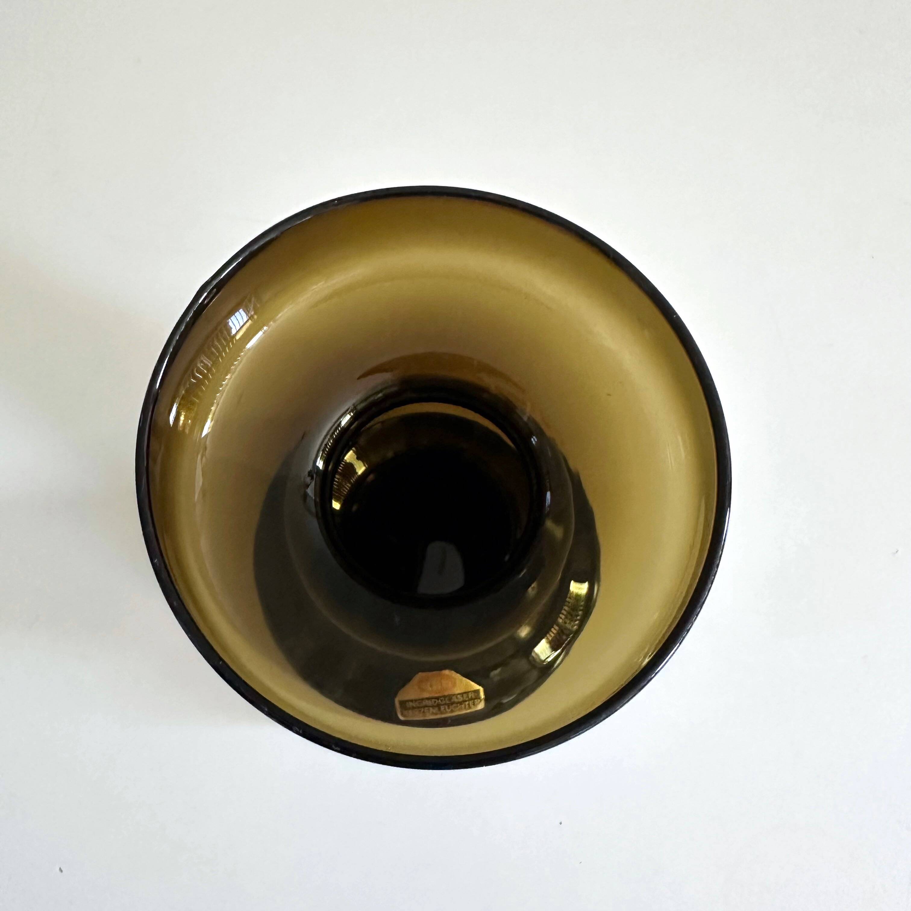 Mid Century candle holder, Ingrid glass candlestick, 60's home decor