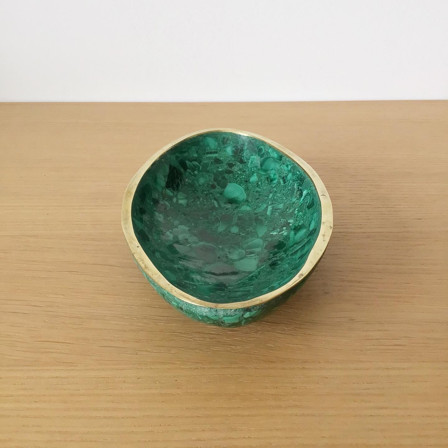 Vintage cup in malachite and brass