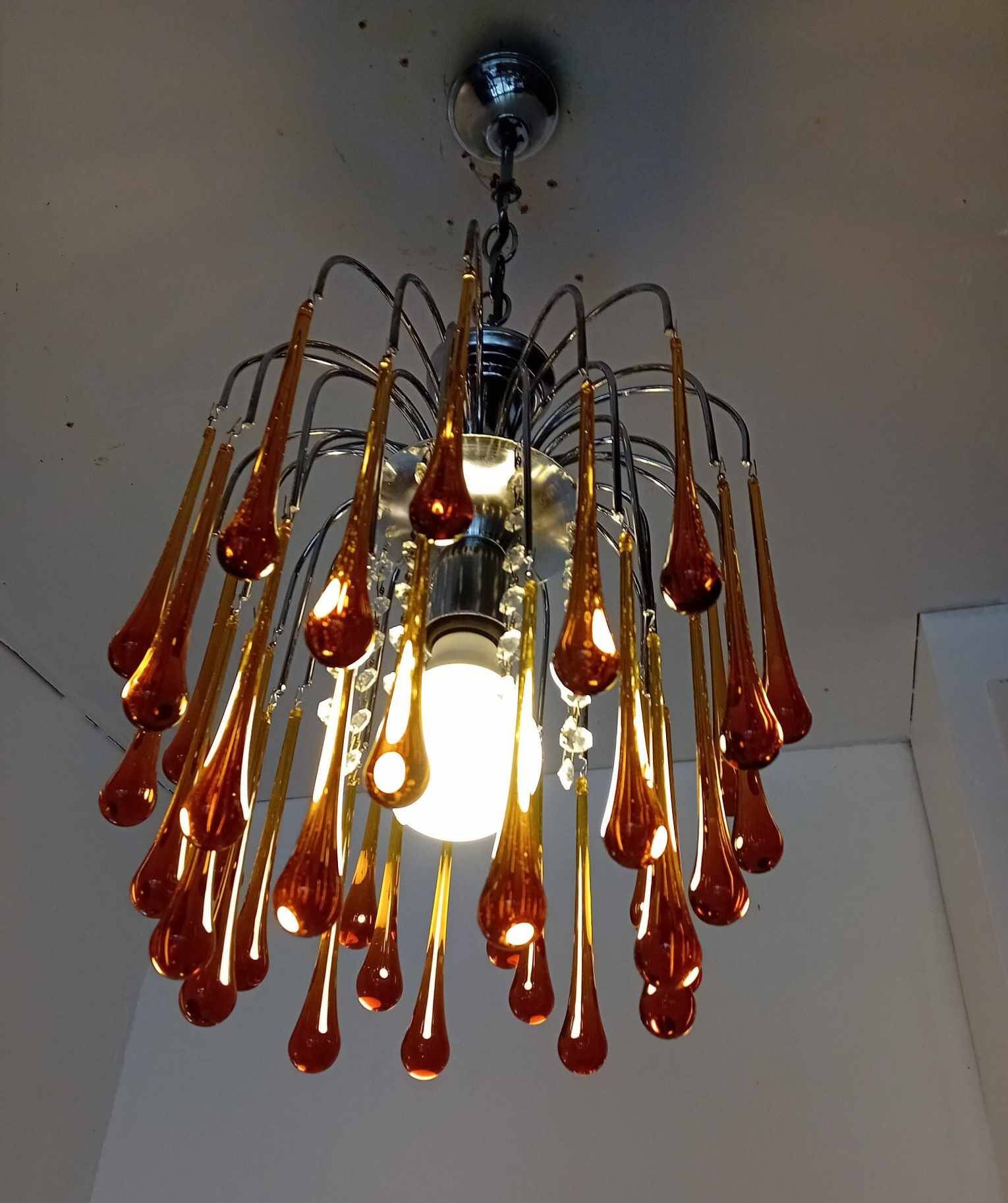 Paolo venini chandelier, murano 70 with large drops