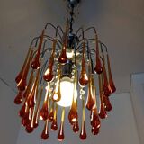 Paolo venini chandelier, murano 70 with large drops