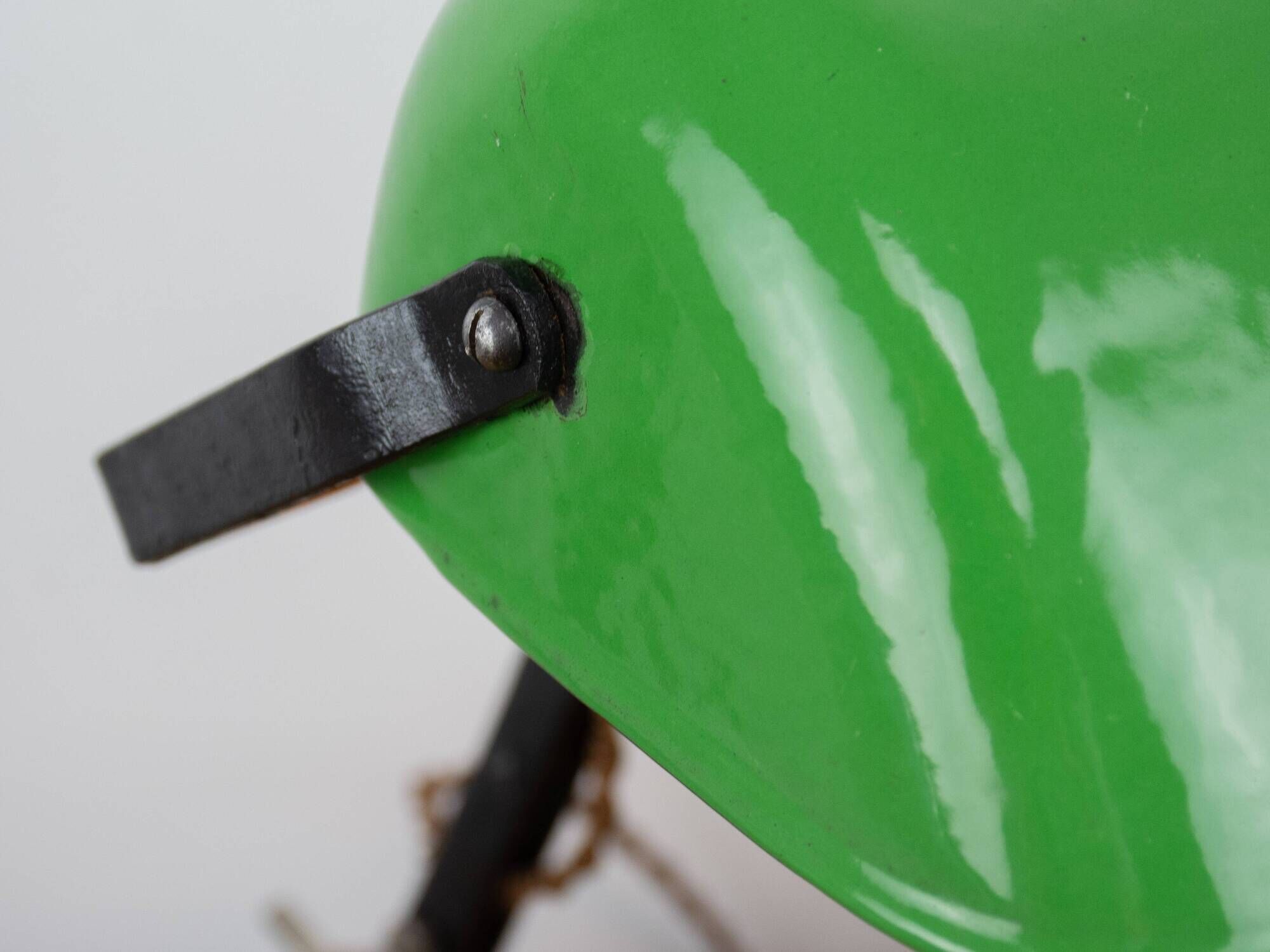 Vintage Art Nouveau Green Metal Industrial Table Lamp