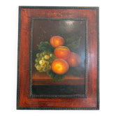 Old Oil Painting Panel Still Life with Rustic Orange Fruits