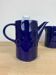 Vintage teapot and pitcher, blue ceramic