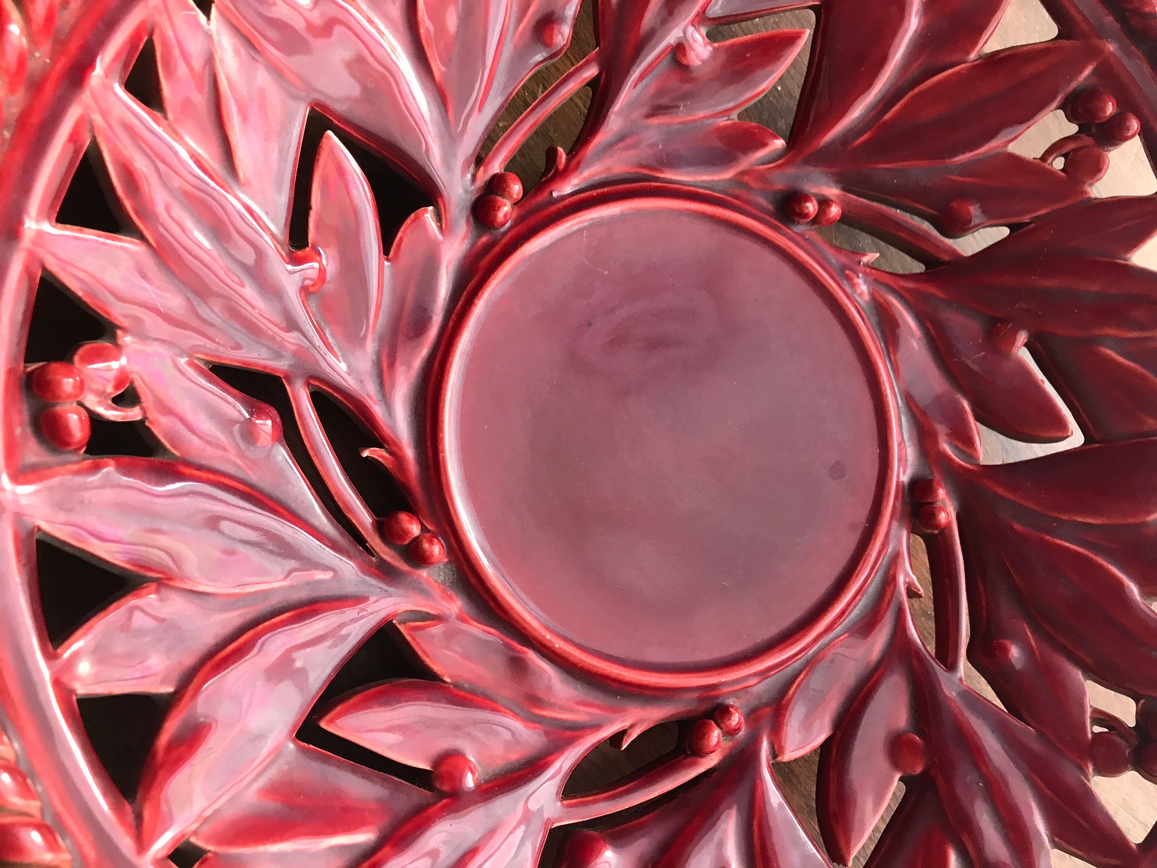 Large cup fruit basket in garnet earthenware