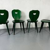 Set of 4 Swedish green pine designer chairs from Svensk Fur, 1950s of