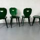 Set of 4 green pine chairs by Svensk Fur, Sweden, 1950s.