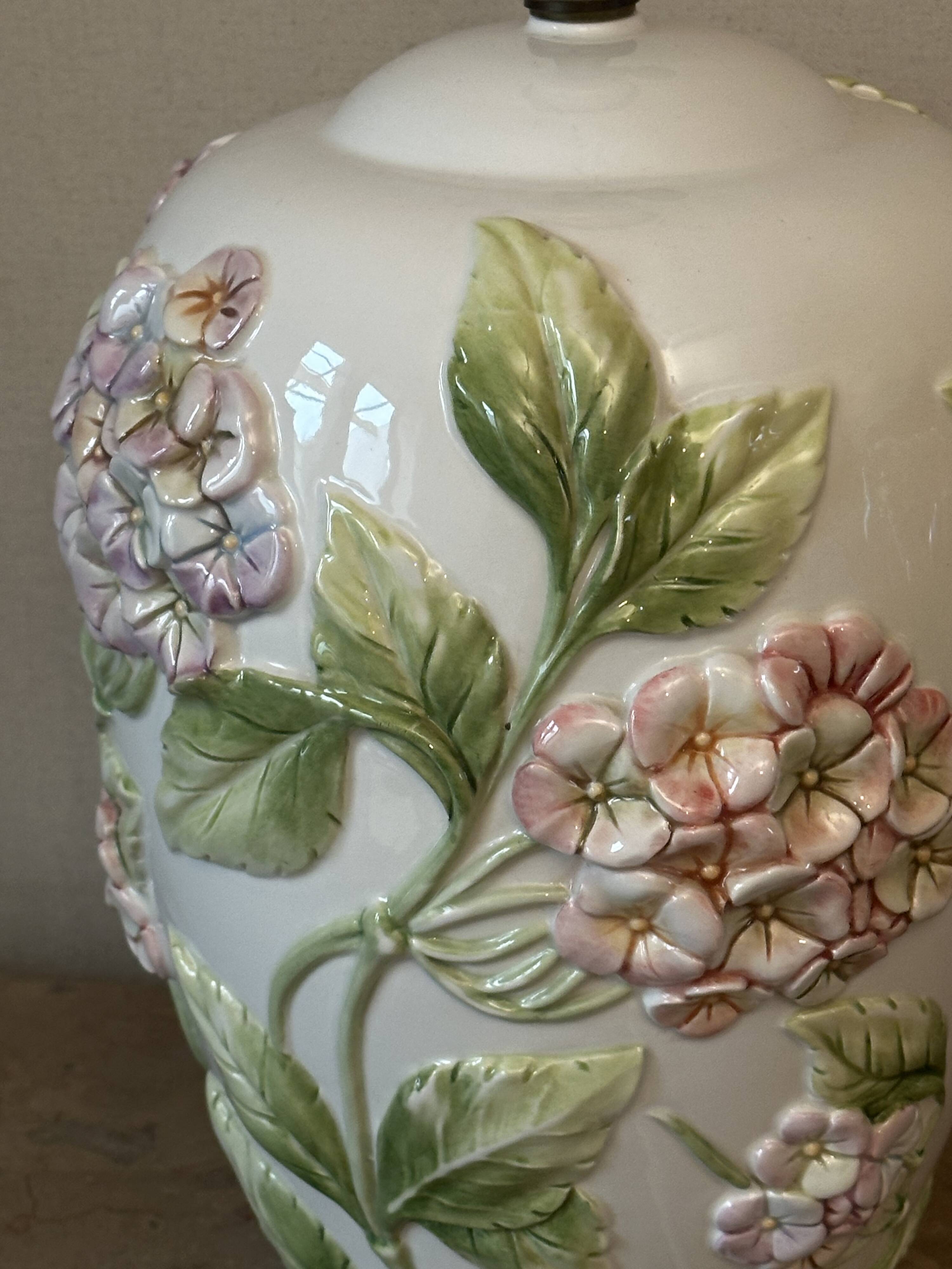 Chaumette Model Hortensias Lamp Base - Barbotine H 40 cm