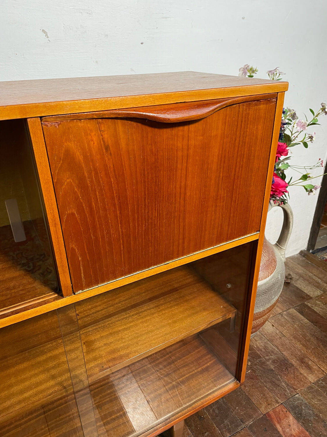 Mid century retro vintage teak cocktail bar display cabinet 1960
