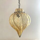 Amber Murano Glass Venetian Lantern Pendant