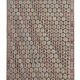 Antique Turkish Kilim Rug: Beige Wool, Zig-Zag Tribal Design 141x235cm