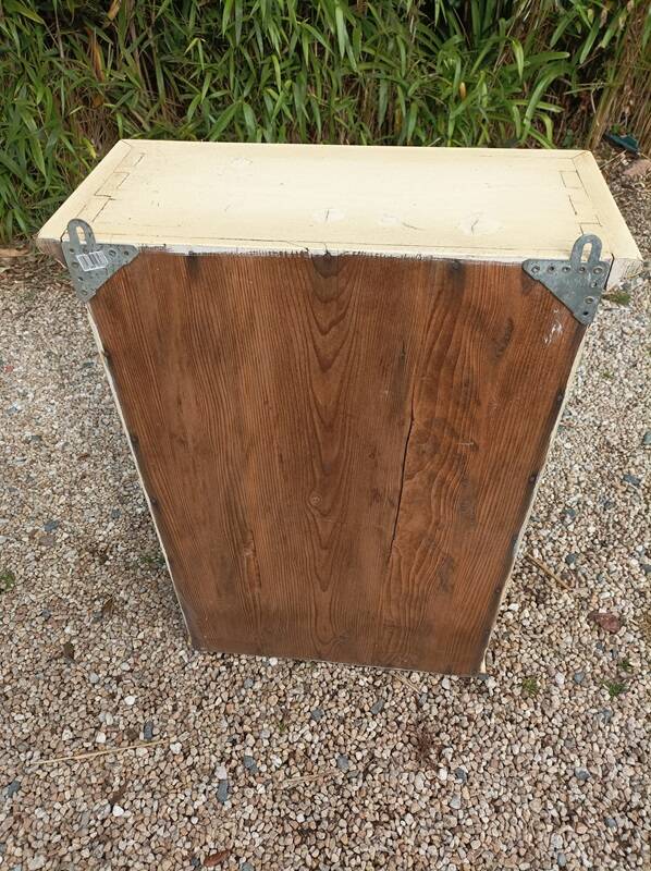 Solid beige wood cabinet with door drawers