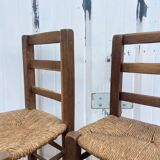 Paire de chaises en bois brut