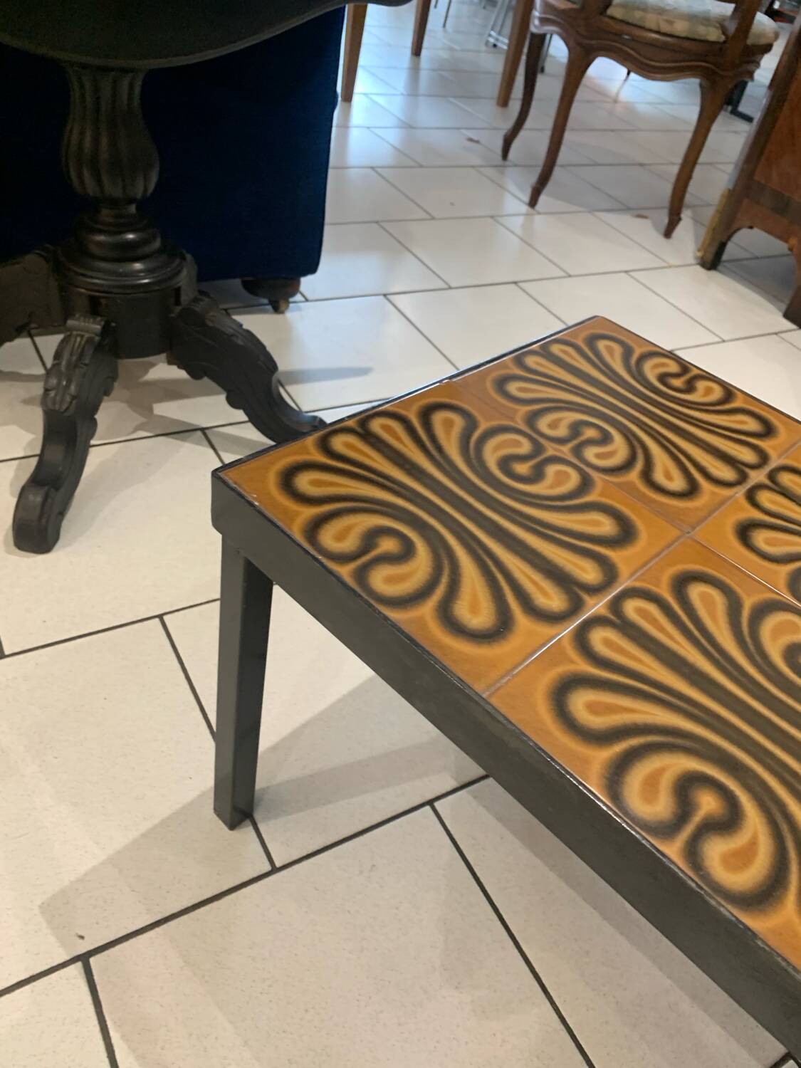 Table basse vintage ceramique circa 1970