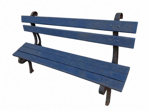 Ancien banc de jardin en fonte et bois repeint