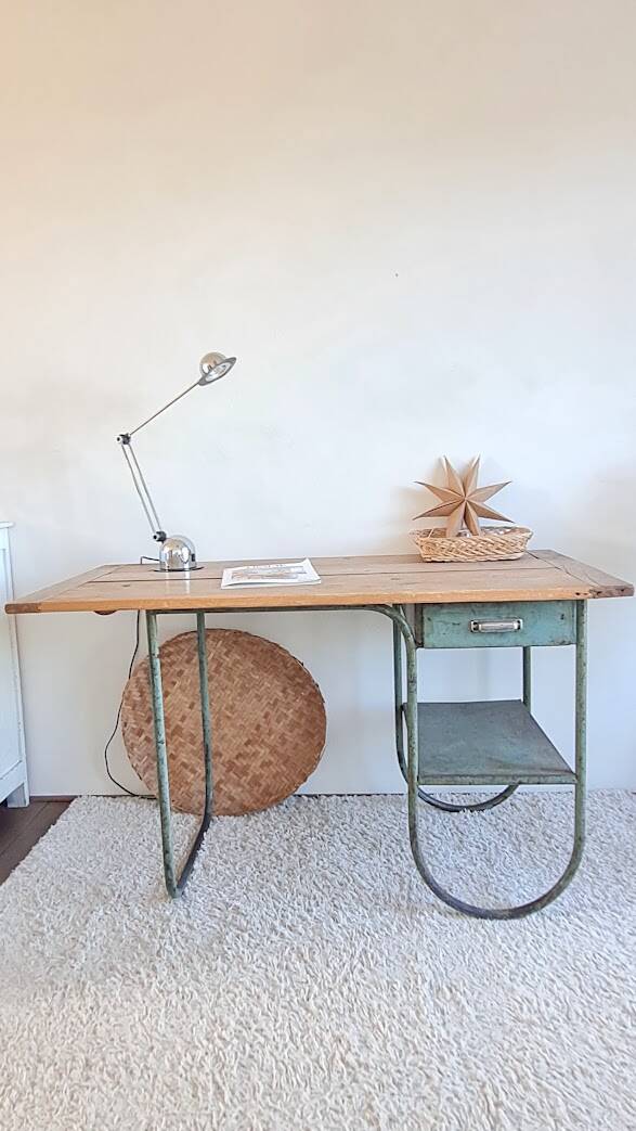 Wood and metal desk circa the 1950s.