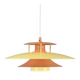 Vintage Danish metal pendant light in orange and yellow – 1970s