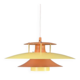 Vintage Danish metal pendant light in orange and yellow – 1970s