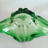 Midcentury green glass centerpiece