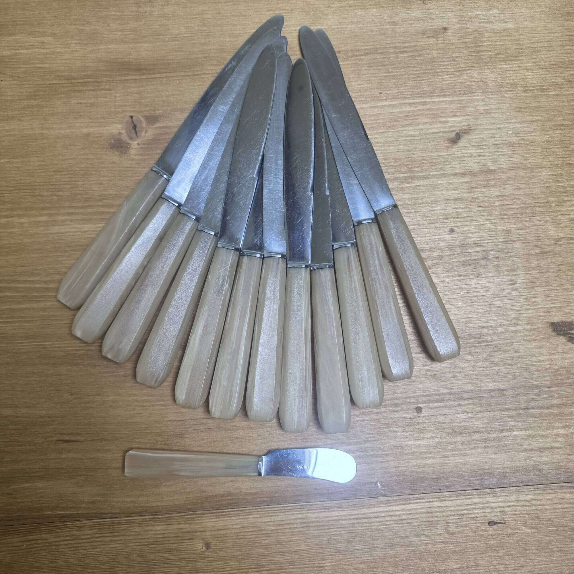 12 vintage knives in a box + 1 butter knife