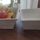 Two asymmetrical square gratin dishes BCI numbered, Made in France