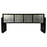 Italian Midcentury Black and Silver Leaf Sideboard, 1950s