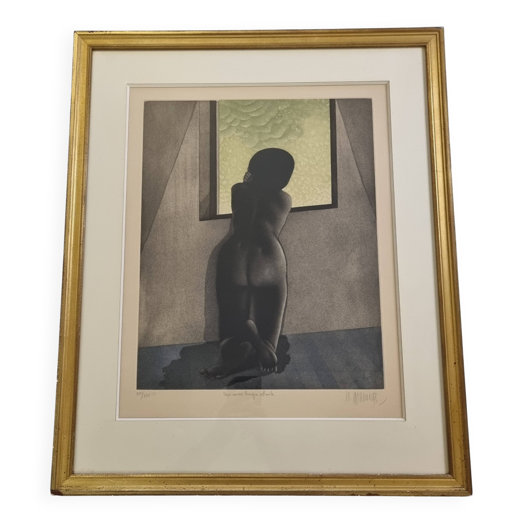 Michel Mathonnat, A Wait So Long, Signed etching, 63 x 77 cm