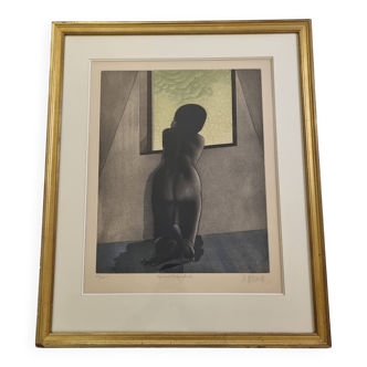 Michel Mathonnat, A Wait So Long, Signed etching, 63 x 77 cm