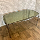 Vintage chrome table and smoked glass 1970