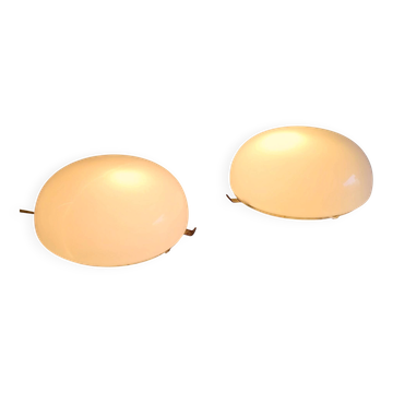 Ceiling lights or globe wall lamps opaline XL - mid 20th century